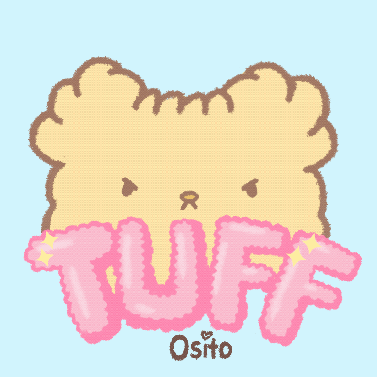 Animated Osito Tuff character artwork in blue and pink