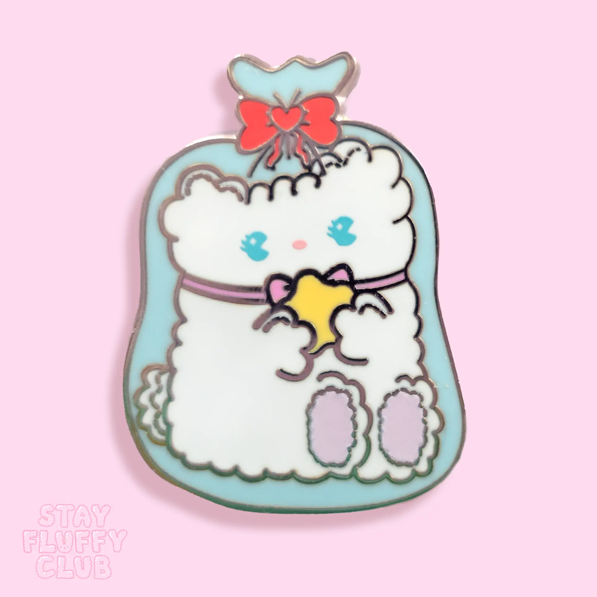 Clover character enamel pin holding a yellow star