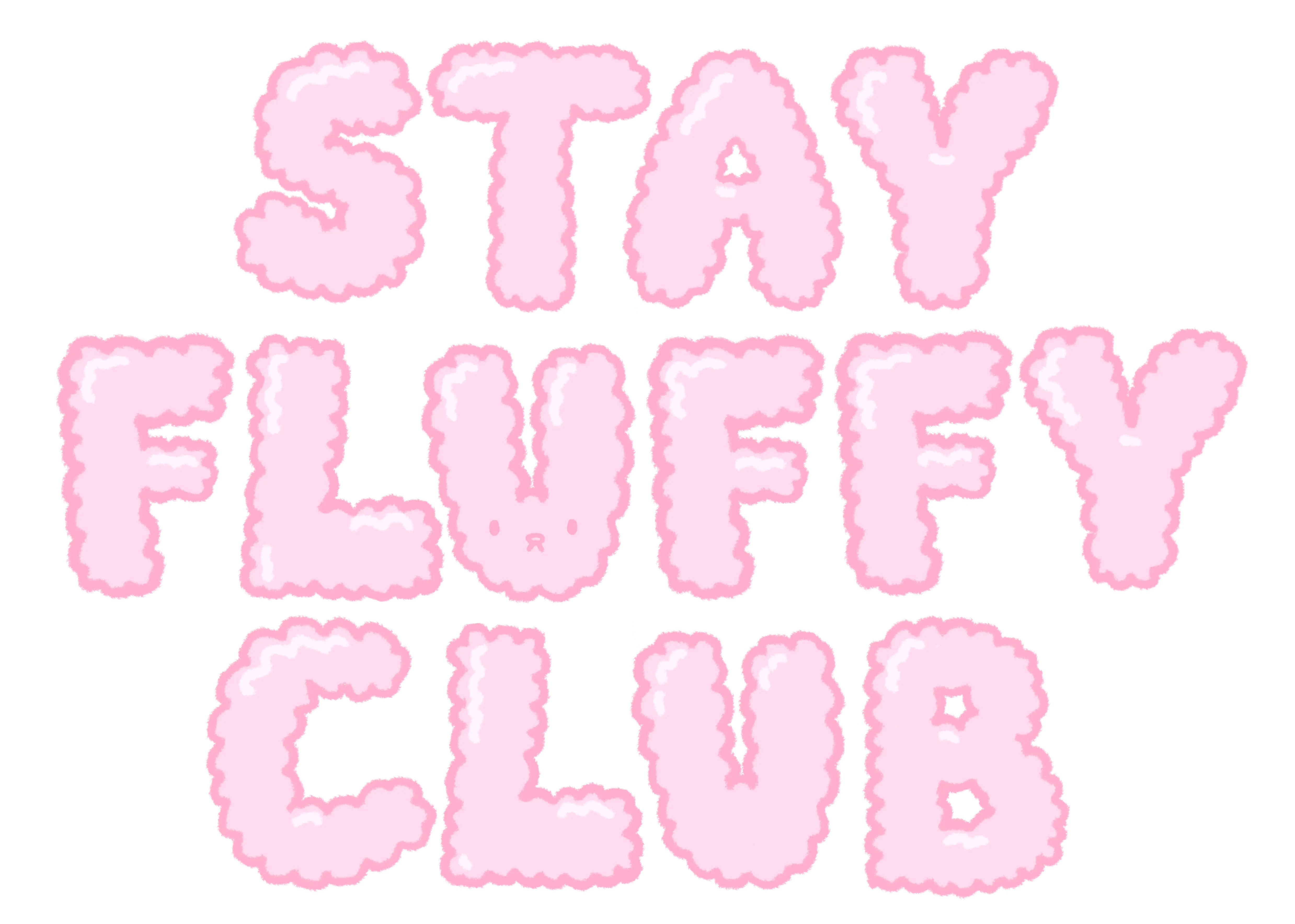 Stacked pink fluffy Stay Fluffy Club wordmark